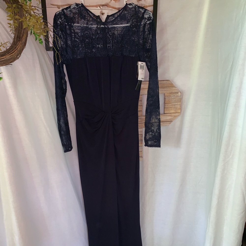 Navy lace top gown